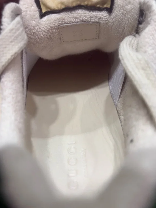 Gucci Beige, Green & Gold GG Canvas Sneakers - Picture 4 of 11